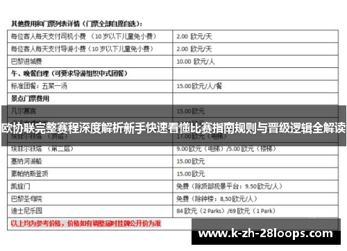 欧协联完整赛程深度解析新手快速看懂比赛指南规则与晋级逻辑全解读